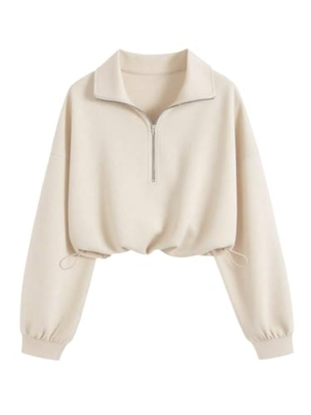 Crop Mock Neck Sweatshirt Quarter Zip Pullover Workout Top Loose Fit